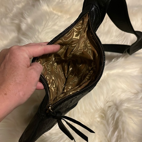 Vtg Hobo International Large Pebbled Leather Teardrop Crossbody Sling black - Picture 8 of 12